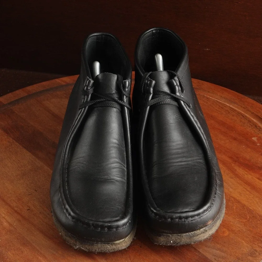 Clarks Boots Mens SZ 11M BLK Originals Wallabee Leather Moc Toe Classic Neutral
